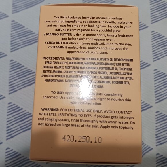 Rich Radiance Skin Care mango shea butter moisturizer with Vitamin E 1.7oz - Picture 2 of 3